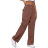 imageXIEERDUO Womens 2024 Spring Summer Pants Casual Cargo Sweatpants Wide Leg High Waisted Trousers with 6 PocketA Coffee