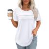 imageXIEERDUO Womens Pleated Tops Dressy Casual Short Sleeve TShirts Fashion Blouses Loose Curved Hem Long Tunic S3XLA White