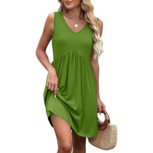 imageXIEERDUO Summer Dresses for Women 2025 Casual Dress V Neck Swimsuit Coverup Beach Vacation Clothes FashionAll Olive