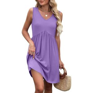 imageXIEERDUO Summer Dresses for Women 2025 Casual Dress V Neck Swimsuit Coverup Beach Vacation Clothes FashionAll Purple