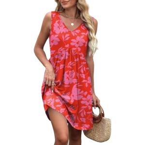imageXIEERDUO Summer Dresses for Women 2025 Casual Dress V Neck Swimsuit Coverup Beach Vacation Clothes FashionPink Floral