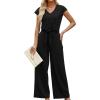 imageXIEERDUO 2 Piece Sets For Women Summer Outfits 2025 Beach Vacation Clothes Travel Outfits V Neck Crop Tops Wide Leg Pant SetsBlack