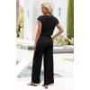 imageXIEERDUO 2 Piece Sets For Women Summer Outfits 2025 Beach Vacation Clothes Travel Outfits V Neck Crop Tops Wide Leg Pant SetsBlack