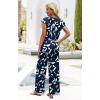 imageXIEERDUO 2 Piece Sets For Women Summer Outfits 2025 Beach Vacation Clothes Travel Outfits V Neck Crop Tops Wide Leg Pant SetsFloral Blue