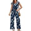 imageXIEERDUO 2 Piece Sets For Women Summer Outfits 2025 Beach Vacation Clothes Travel Outfits V Neck Crop Tops Wide Leg Pant SetsFloral Blue