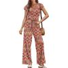 imageXIEERDUO 2 Piece Sets For Women Summer Outfits 2025 Beach Vacation Clothes Travel Outfits V Neck Crop Tops Wide Leg Pant SetsFloral Boho