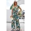 imageXIEERDUO 2 Piece Sets For Women Summer Outfits 2025 Beach Vacation Clothes Travel Outfits V Neck Crop Tops Wide Leg Pant SetsFloral Green