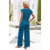 imageXIEERDUO 2 Piece Sets For Women Summer Outfits 2025 Beach Vacation Clothes Travel Outfits V Neck Crop Tops Wide Leg Pant SetsGreen Blue