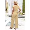 imageXIEERDUO 2 Piece Sets For Women Summer Outfits 2025 Beach Vacation Clothes Travel Outfits V Neck Crop Tops Wide Leg Pant SetsKhaki