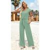 imageXIEERDUO 2 Piece Sets For Women Summer Outfits 2025 Beach Vacation Clothes Travel Outfits V Neck Crop Tops Wide Leg Pant SetsLight Green