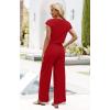 imageXIEERDUO 2 Piece Sets For Women Summer Outfits 2025 Beach Vacation Clothes Travel Outfits V Neck Crop Tops Wide Leg Pant SetsRed