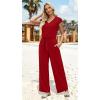 imageXIEERDUO 2 Piece Sets For Women Summer Outfits 2025 Beach Vacation Clothes Travel Outfits V Neck Crop Tops Wide Leg Pant SetsRed