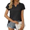 imageXIEERDUO Womens Summer Tops Casual V Neck T Shirts Short Sleeve Shirts Loose Fit Flowy00black