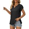 imageXIEERDUO Womens Summer Tops Casual V Neck T Shirts Short Sleeve Shirts Loose Fit Flowy00black