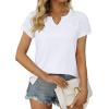 imageXIEERDUO Womens Summer Tops Casual V Neck T Shirts Short Sleeve Shirts Loose Fit Flowy00white