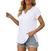 imageXIEERDUO Womens Summer Tops Casual V Neck T Shirts Short Sleeve Shirts Loose Fit Flowy00white