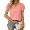 imageXIEERDUO Womens Summer Tops Casual V Neck T Shirts Short Sleeve Shirts Loose Fit Flowy01coral