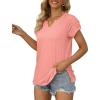 imageXIEERDUO Womens Summer Tops Casual V Neck T Shirts Short Sleeve Shirts Loose Fit Flowy01coral
