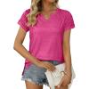 imageXIEERDUO Womens Summer Tops Casual V Neck T Shirts Short Sleeve Shirts Loose Fit Flowy01deep Pink