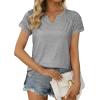 imageXIEERDUO Womens Summer Tops Casual V Neck T Shirts Short Sleeve Shirts Loose Fit Flowy01gray