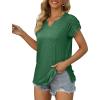 imageXIEERDUO Womens Summer Tops Casual V Neck T Shirts Short Sleeve Shirts Loose Fit Flowy01green