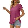imageXIEERDUO Womens Summer Tops Casual V Neck T Shirts Short Sleeve Shirts Loose Fit Flowy01maroon