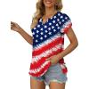 imageXIEERDUO Womens Summer Tops Casual V Neck T Shirts Short Sleeve Shirts Loose Fit Flowy02aflag B
