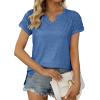 imageXIEERDUO Womens Summer Tops Casual V Neck T Shirts Short Sleeve Shirts Loose Fit Flowy02blue