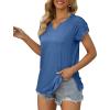 imageXIEERDUO Womens Summer Tops Casual V Neck T Shirts Short Sleeve Shirts Loose Fit Flowy02blue