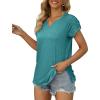 imageXIEERDUO Womens Summer Tops Casual V Neck T Shirts Short Sleeve Shirts Loose Fit Flowy02gray Green