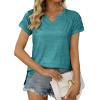imageXIEERDUO Womens Summer Tops Casual V Neck T Shirts Short Sleeve Shirts Loose Fit Flowy02gray Green