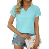 imageXIEERDUO Womens Summer Tops Casual V Neck T Shirts Short Sleeve Shirts Loose Fit Flowy02lake Green