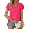 imageXIEERDUO Womens Summer Tops Casual V Neck T Shirts Short Sleeve Shirts Loose Fit Flowy02light Pink