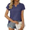 imageXIEERDUO Womens Summer Tops Casual V Neck T Shirts Short Sleeve Shirts Loose Fit Flowy02navy