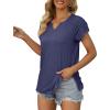 imageXIEERDUO Womens Summer Tops Casual V Neck T Shirts Short Sleeve Shirts Loose Fit Flowy02navy