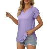 imageXIEERDUO Womens Summer Tops Casual V Neck T Shirts Short Sleeve Shirts Loose Fit Flowy02purple