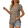 imageXIEERDUO Womens Summer Tops Casual V Neck T Shirts Short Sleeve Shirts Loose Fit Flowy03leopard
