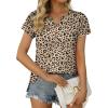 imageXIEERDUO Womens Summer Tops Casual V Neck T Shirts Short Sleeve Shirts Loose Fit Flowy03leopard