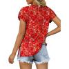 imageXIEERDUO Womens Summer Tops Casual V Neck T Shirts Short Sleeve Shirts Loose Fit Flowy03orange Print