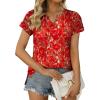 imageXIEERDUO Womens Summer Tops Casual V Neck T Shirts Short Sleeve Shirts Loose Fit Flowy03orange Print