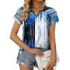 imageXIEERDUO Womens Summer Tops Casual V Neck T Shirts Short Sleeve Shirts Loose Fit FlowyZ Blue Black Line