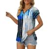 imageXIEERDUO Womens Summer Tops Casual V Neck T Shirts Short Sleeve Shirts Loose Fit FlowyZ Blue Black Line