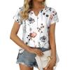imageXIEERDUO Womens Summer Tops Casual V Neck T Shirts Short Sleeve Shirts Loose Fit FlowyZ Floral White