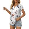 imageXIEERDUO Womens Summer Tops Casual V Neck T Shirts Short Sleeve Shirts Loose Fit FlowyZ Floral White