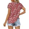 imageXIEERDUO Womens Summer Tops Casual V Neck T Shirts Short Sleeve Shirts Loose Fit FlowyZ Floral Wine
