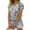 imageXIEERDUO Womens Summer Tops Casual V Neck T Shirts Short Sleeve Shirts Loose Fit FlowyZ Floral Green