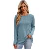imageXIEERDUO Long Sleeve Shirts for Women Tunic Tops Casual Fall Tops Lightweight Sweaters 2024Blue