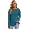 imageXIEERDUO Long Sleeve Shirts for Women Tunic Tops Casual Fall Tops Lightweight Sweaters 2024Bright Blue