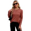 imageXIEERDUO Long Sleeve Shirts for Women Tunic Tops Casual Fall Tops Lightweight Sweaters 2024Caramel Orange