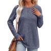 imageXIEERDUO Long Sleeve Shirts for Women Tunic Tops Casual Fall Tops Lightweight Sweaters 2024Navy